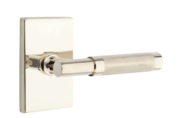 Emtek Select T-BAR Knurled Lever with Modern Rectangular Rosette