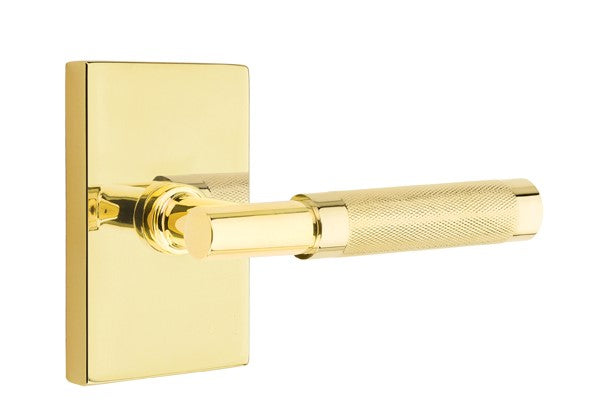 Emtek Select T-BAR Knurled Lever Concealed Screws with Modern Rectangular Rosette