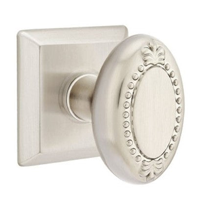 Emtek Beaded Egg Knob Concealed Screws With Quincy Rosette