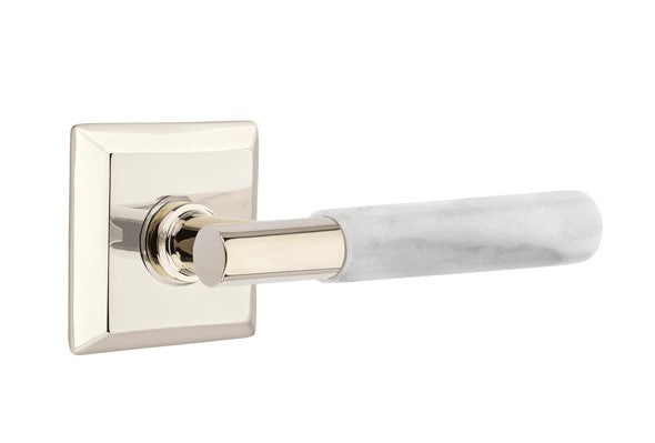 Emtek Select T-BAR White Marble Lever Concealed Screws with Quincy Rosette