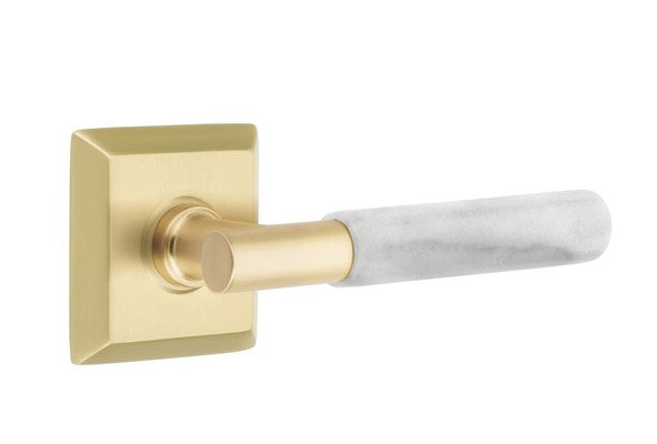 Emtek Select T-BAR White Marble Lever Concealed Screws with Quincy Rosette