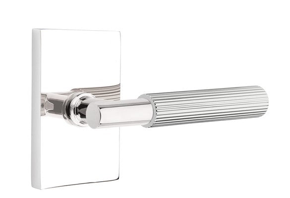 Emtek Select T-BAR Straight Knurled Lever Concealed Screws with Modern Rectangular Rosette