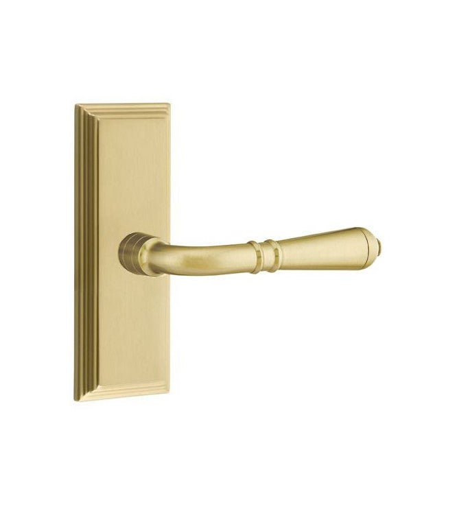 Emtek Turino Lever Concealed Screws with 7” Wilshire Sideplate