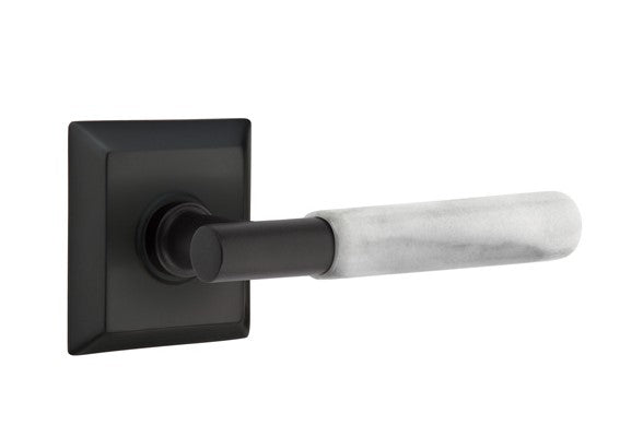 Emtek Select T-BAR White Marble Lever Concealed Screws with Quincy Rosette