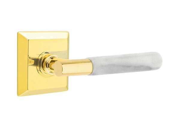 Emtek Select T-BAR White Marble Lever with Quincy Rosette