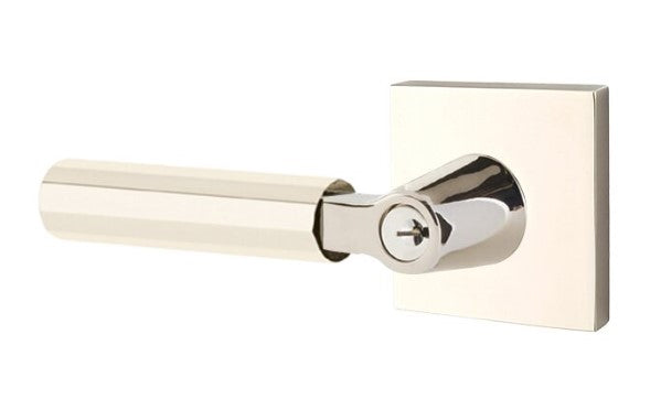 Emtek L Square Faceted Key In Lever Lockset Single Cylinder with Square Rosette