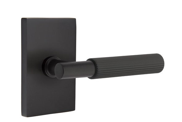 Emtek Select T-BAR Straight Knurled Lever Concealed Screws with Modern Rectangular Rosette