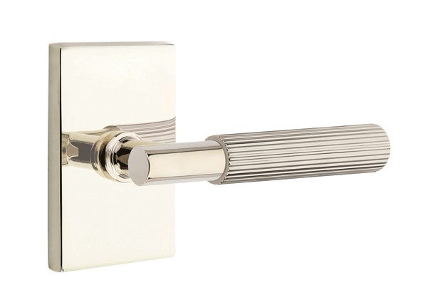 Emtek Select T-BAR Straight Knurled Lever Concealed Screws with Modern Rectangular Rosette