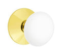 EMTEK Modern Brass Ice White Knob Concealed Screw with Modern Rosette
