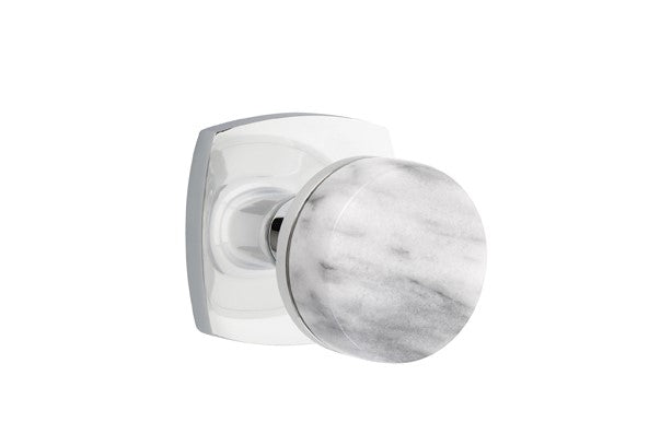 Emtek Select Conical White Marble Knob with Urban Modern Rosette