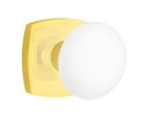 EMTEK Modern Brass Ice White Knob with Urban Modern Rosette