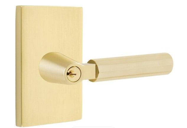 Emtek L Square Faceted Key In Lever Lockset Dummy, Pair with Modern Rectangular Rosette