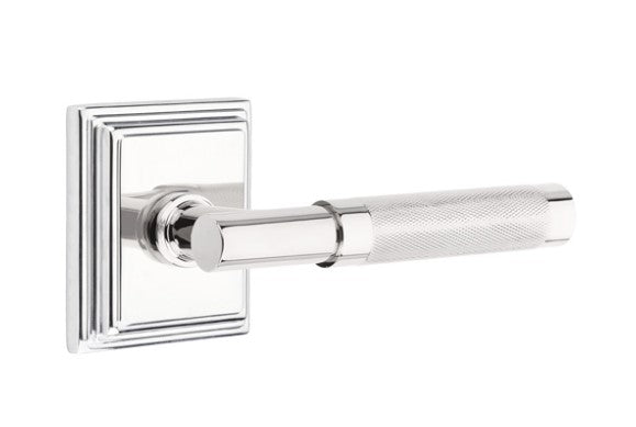 Emtek Select T-BAR Knurled Lever Concealed Screws with Wilshire Rosette