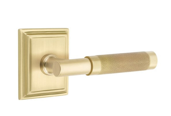 Emtek Select T-BAR Knurled Lever Concealed Screws with Wilshire Rosette