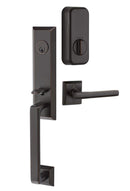 Emtek Single Cylinder Transitional Heritage Monolithic Handleset EMPowered Motorized Smart Lock Upgrade With Georgetown Glass Knob