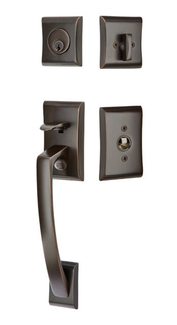 Emtek Ares Brass Tubular Entry set with Diamond Glass Knob