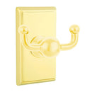 Emtek 2609 Traditional Brass Double Hook with Brass Rectangular Rosette