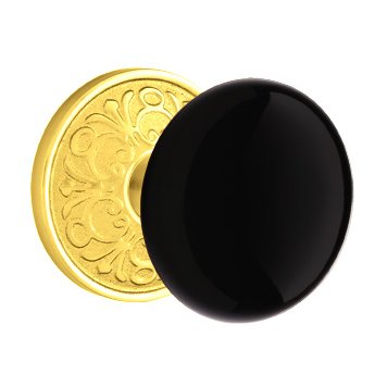 Emtek Brass Rosette Ebony Knob With Lancaster Rosette