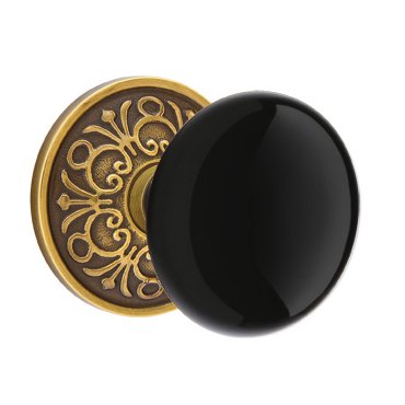 Emtek Brass Rosette Ebony Knob Concealed Screws With Lancaster Rosette