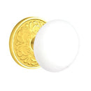 Emtek Brass Rosette Ice White Knob With Lancaster Rosette