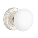 Emtek Brass Rosette Ice White Knob With Ribbon & Reed Rosette