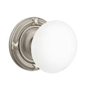 Emtek Brass Rosette Ice White Knob Concealed Screws With Ribbon & Reed Rosette