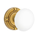 Emtek Brass Rosette Ice White Knob Concealed Screws With Ribbon & Reed Rosette