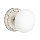 Emtek Brass Rosette Ice White Knob With Rope Rosette