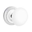 Emtek Brass Rosette Ice White Knob Concealed Screws With Rope Rosette