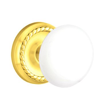 Emtek Brass Rosette Ice White Knob With Rope Rosette