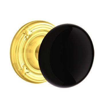 Emtek Brass Rosette Ebony Knob With Ribbon & Reed Rosette