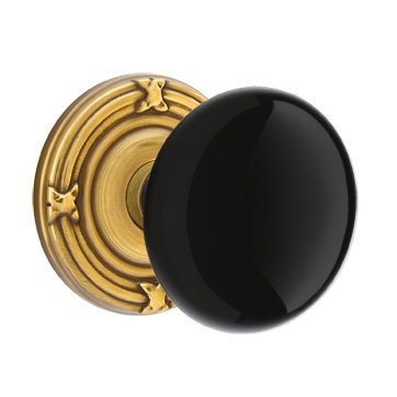 Emtek Brass Rosette Ebony Knob With Ribbon & Reed Rosette