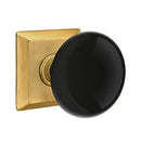 Emtek Brass Rosette Ebony Knob With Quincy Rosette