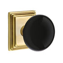 Emtek Brass Rosette Ebony Knob Concealed Screws With Wilshire Rosette