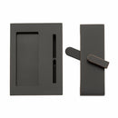 EMTEK Modern Rectangular Barn Door Privacy Lock and Flush Pull with Integrated Strike