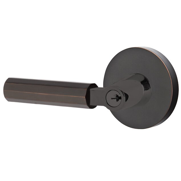 Emtek L Square Faceted Key In Lever Lockset Dummy, Pair with Disk Rosette