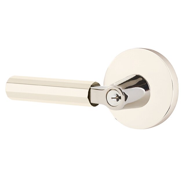 Emtek L Square Faceted Key In Lever Lockset Single Cylinder with disk Rosette