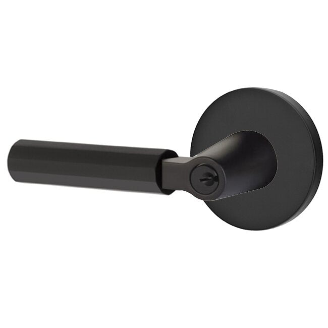 Emtek L Square Faceted Key In Lever Lockset Single Cylinder with disk Rosette