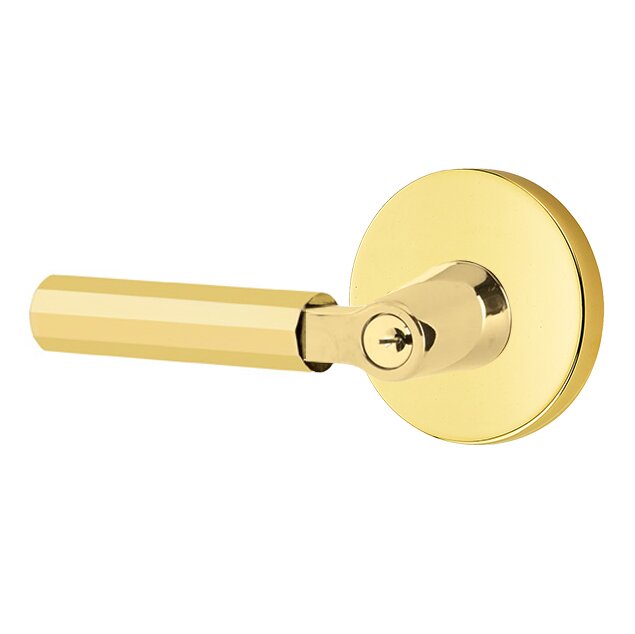 Emtek L Square Faceted Key In Lever Lockset Dummy, Pair with Disk Rosette