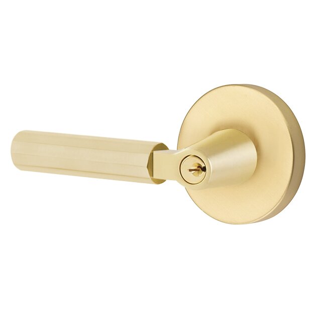 Emtek L Square Faceted Key In Lever Lockset Single Cylinder with disk Rosette