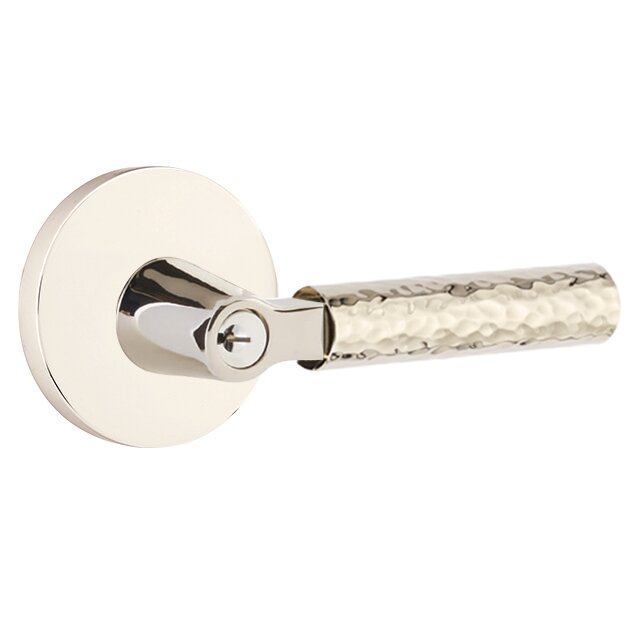 Emtek L Square Hammered Key In Lever Lockset Single Cylinder with disk Rosette