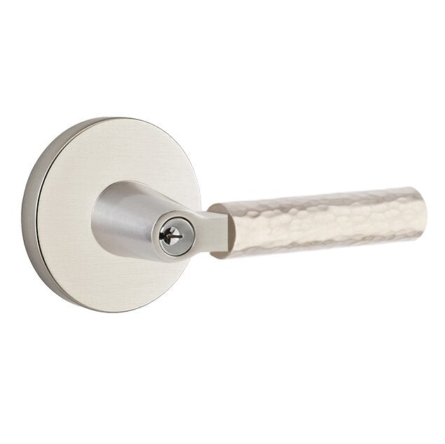 Emtek L Square Hammered Key In Lever Lockset Single Cylinder with disk Rosette