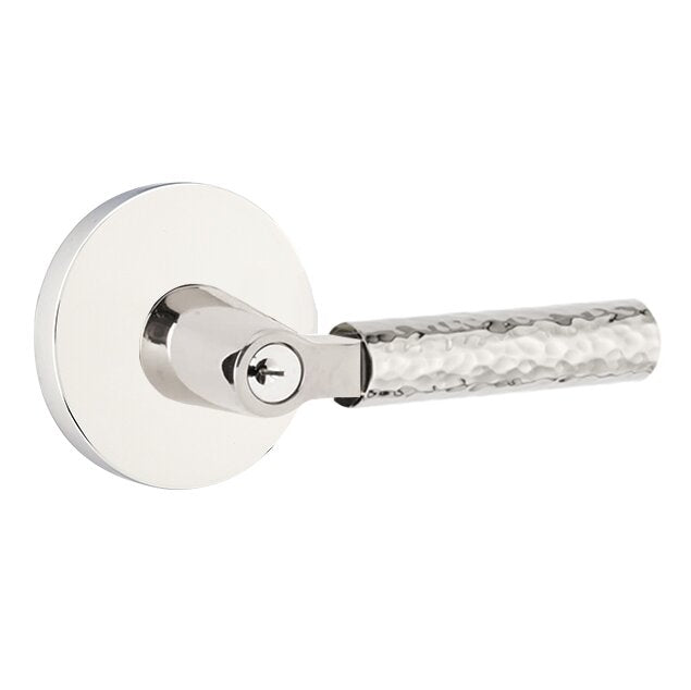 Emtek L Square hammered Key In Lever Lockset Dummy, Pair with Disk Rosette