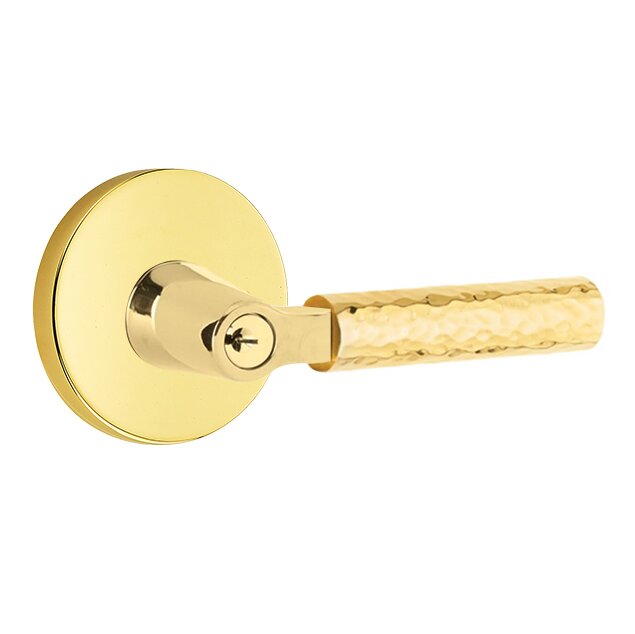 Emtek L Square Hammered Key In Lever Lockset Single Cylinder with disk Rosette