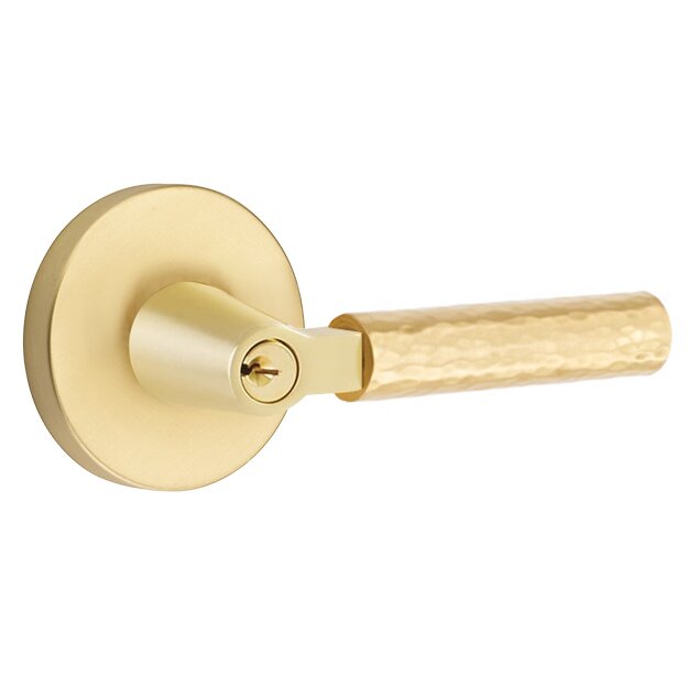 Emtek L Square Hammered Key In Lever Lockset Single Cylinder with disk Rosette