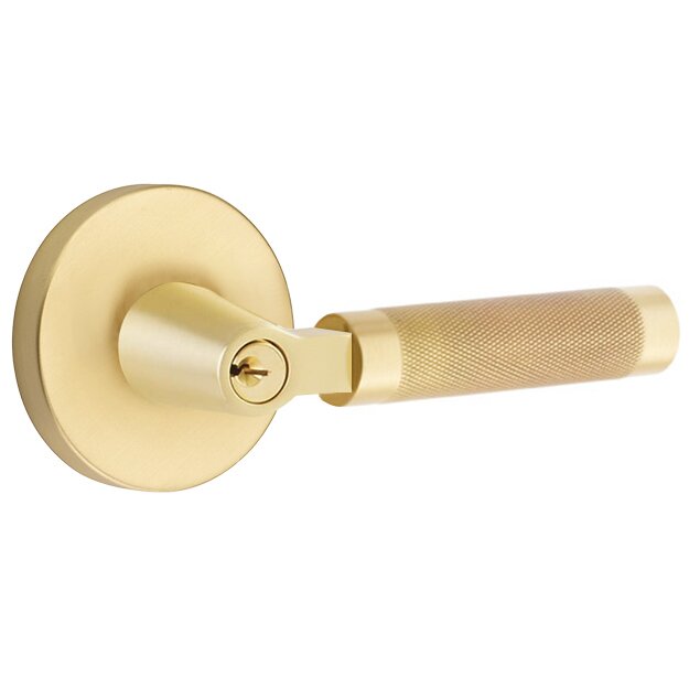 Emtek L Square knurled Key In Lever Lockset Dummy, Pair with Disk Rosette