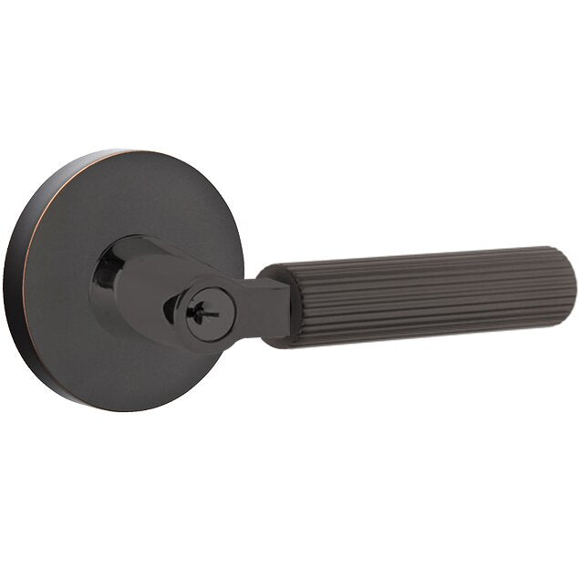 Emtek L Square straight knurled Key In Lever Lockset Dummy, Pair with Disk Rosette