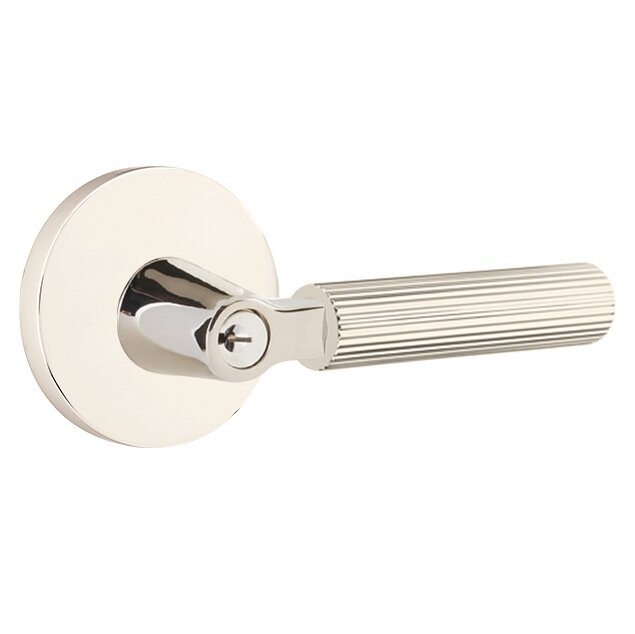 Emtek L Square Knurled Key In Lever Lockset Single Cylinder with disk Rosette