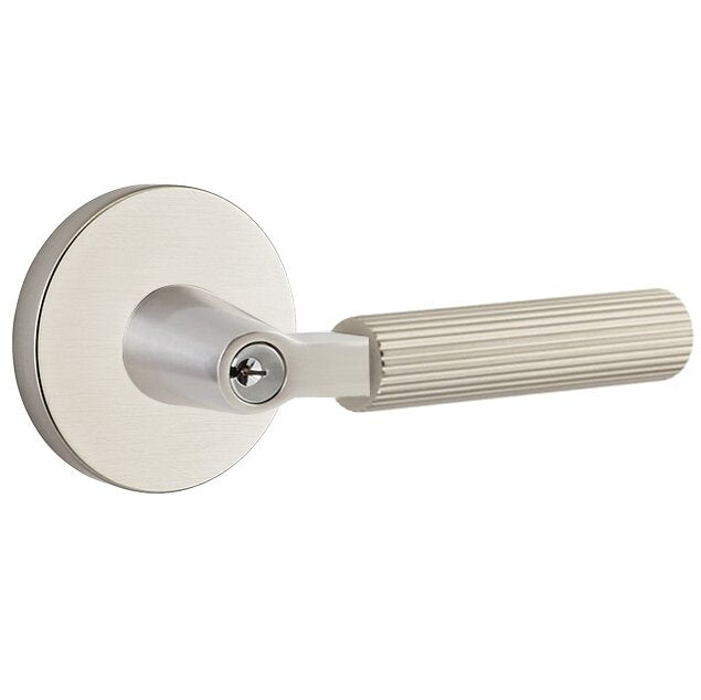 Emtek L Square Straight Knurled Key In Lever Lockset Single Cylinder with disk Rosette