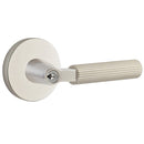 Emtek L Square straight knurled Key In Lever Lockset Dummy, Pair with Disk Rosette